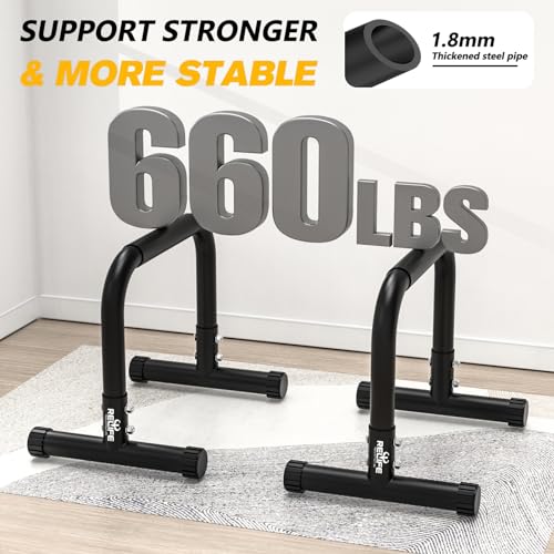 RELIFE REBUILD YOUR LIFE Dip Station Functional Heavy Duty Dip Stands Fitness Workout Dip bar Station Stabilizer Parallette Push Up Stand - color: Black-03