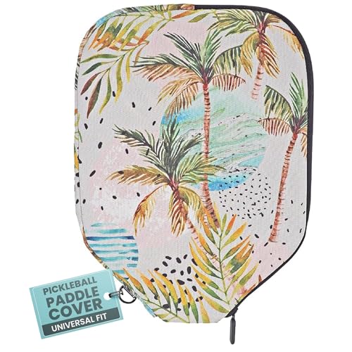 Palms-O-Aces Pickleball Paddle Cover | Canvas Padded Pickleball Paddles Sleeve with Zipper | Lightweight Protective Paddle Case for Standard Paddles | Paddle Cover Accessory - color: Circled Palms, size: Standard - 11.5" x 8.5"