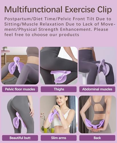 Pelvic Floor Exercise Device Available in 35 lb and 49 lb Resistance, Kegel and Inner Thigh Muscle Trainer, Home Workout Equipment for Postpartum Recovery, Women and Men, with Band - color: Purple
