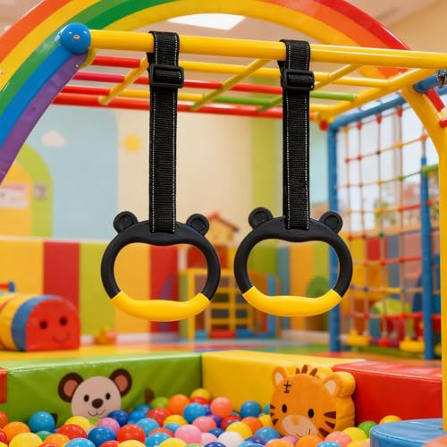 Gymnastics Rings Set of 2, 881.85lbs Weight Capacity, Adjustable Straps for Kids & Adults, Body Workout Gym Equipment for Strength Training, Pulling Exercises, Home Gym