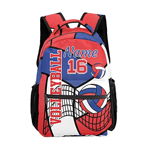 Personalized Volleyball Blue Red White Waterproof Backpack with Name Text for Women Men Gift - color: Backpack 19