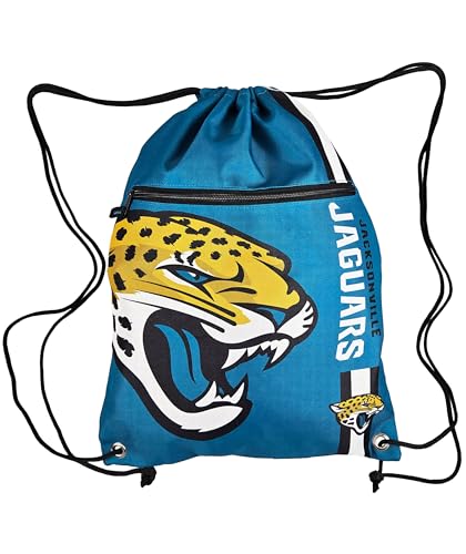 FOCO Jacksonville Jaguars NFL Drawstring Backpack with Zippered Pocket — Officially Licensed, Cordura Nylon - color: Jacksonville Jaguars