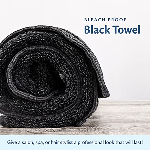Black Bleach Proof Towels Set, 96 Pack 100% Cotton 16" X 27" Color Safe, Stain Resistant, Quick Drying Towels for Beauty, Hair and Nail Salon, Gym, Spa and Home Hair Care - size: 96 Pack