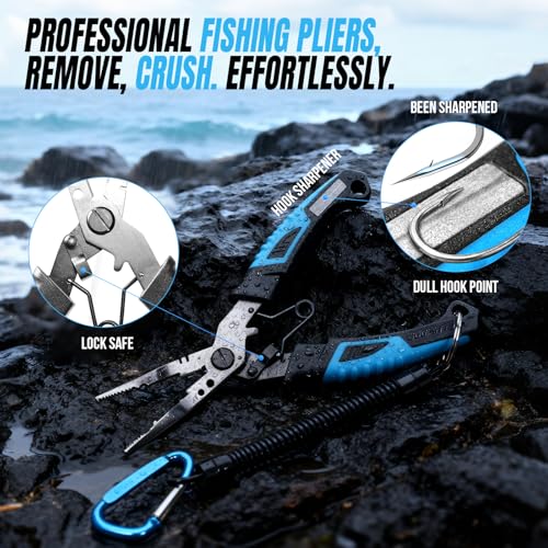 PLUSINNO Fishing Gear,Full Fishing Pole kit Include Fishing Rod and Reel Combo, Tackle Box with Fishing Lures, Fishing Accessories, Fishing Pliers,Fishing Gifts for Men with Fishing Tool Kit - style: Blue Fishing Combo With Fishing Net