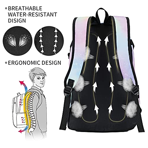 rickyh style School Backpack Travel Bag for Men & Women Lightweight College Back Pack with Laptop Compartmen - color: 04stars Rainbow