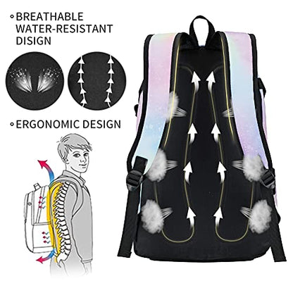 rickyh style School Backpack Travel Bag for Men & Women Lightweight College Back Pack with Laptop Compartmen - color: 04stars Rainbow