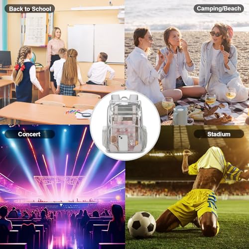 Fuyicat Clear Backpack Heavy Duty PVC Transparent Girls Kids School Backpacks Stadium Approved See Through College Bookbag for Women (Light Grey), Large - color: Light Grey