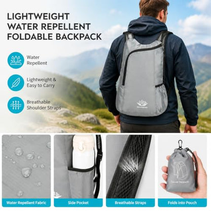 Foldable Waterproof Travel Backpack, Lightweight Small Hiking Backpacks - color: Green