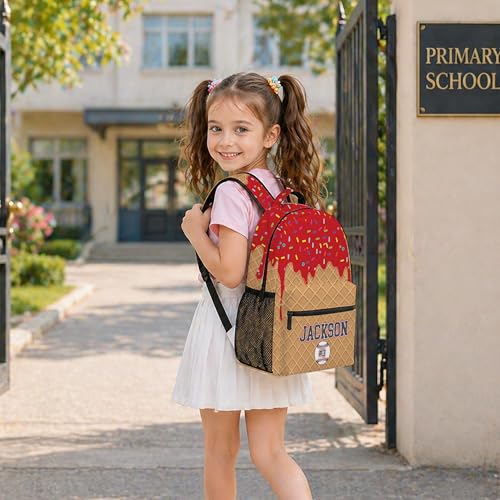 Personalized Baseball Drip Backpack, Blue Ice Cream Print Travel Bag, Multi Pocket Everyday Backpack (#10) - color: #10