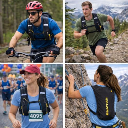 Nathan Running Hydration Vest – Lightweight Running Vest for Men & Women – Adjustable Backpack for Marathons – Reflective Hydration Backpack – OSFM – Black