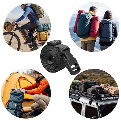 XTACER 1 Inch Molle Backpack Accessory Strap Luggage Straps Cover Strap Sleeping Bag Strap with Buckle (Black, 40) - color: BLACK, size: 40 Inches