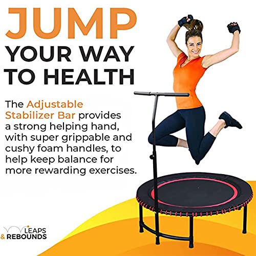 Leaps & ReBounds: Adjustable Stabilizer Bar - Fits All L&R Fitness Trampolines - Grippable & Cushy Foam Handles - Easy Assembly, Slips Over Existing Legs - Trampoline Sold Separately - size: 48