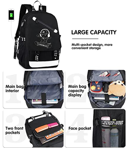 MCWTH School Backpacks for Teen Boys, Luminous School Bag Bookbags for Kids (Skateboard Boy) - color: Skateboard Boy