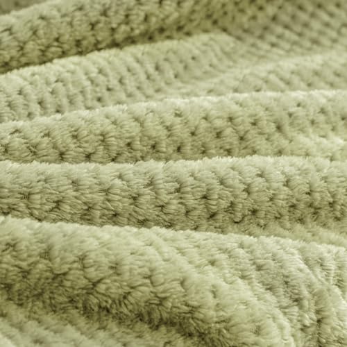BEDELITE Travel Blanket with Bag, Ultra-Soft Jacquard Fleece Blanket with Luggage Sleeve & Backpack Clip, Airplane Blanket Travel Essentials, Sage Green - color: Sage Green