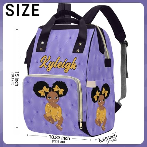 Custom Name Diaper Bag Backpack for Women Personalized Black Afro Women Nappy Bag Casual Travel Daypack Customized Newborn Gift Purple - color: 230112-9