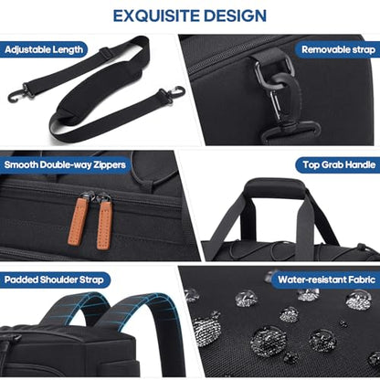 Gym Bag for Men and Women with Shoe & Laptop Compartment Sport Duffle Bag - color: Black