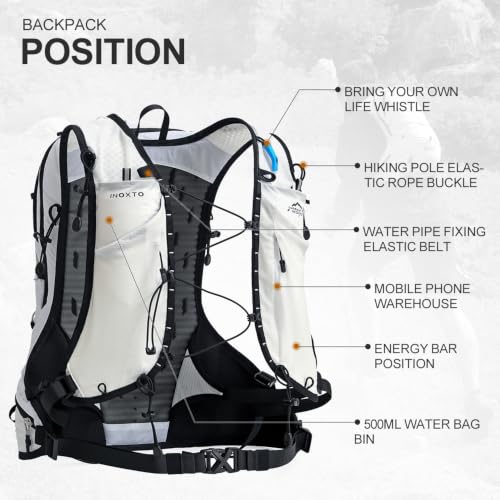 IX INOXTO Hiking Hydration Backpack with 2L/3L Water Bladder for Women and Men18L/25L Water Backpack for Hiking, Cycling, Climbing, Camping - style: White--2L Water Bladder