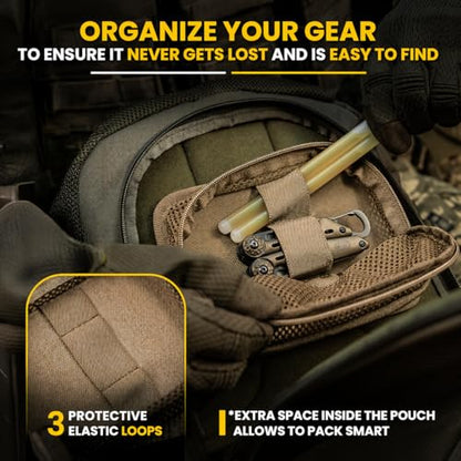 M-Tac Mesh Organizer Pouch with Hook & Loop Backing, EDC Tactical Admin Pouch, Backpack Organizer Insert, Small Gear Utility Bag - color: Coyote Brown