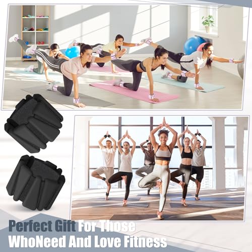 Vinsot Pilates 2Lbs Each(Set of 4) Wrist Ankle Weights for Women, Wearable Arm Leg, Adjustable Weighted Wristbands Arm Leg Weights Suitable for Walking Swimming Running Yoga Gym - color: Black