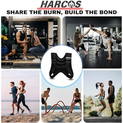HARCOS Weighted Vest, 6lb/8lb/12lb/16lb/20lb/25lb/30lb Weight Vest with Reflective Stripe for Workout, Strength Training, Running, Fitness, Muscle Building, Weight Loss, Weightlifting - size: 6 lb