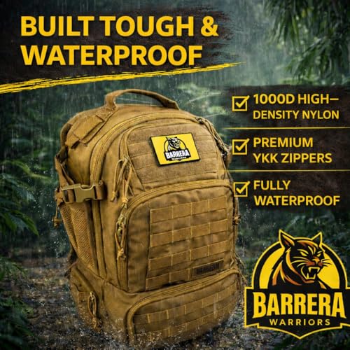 Tactical Backpack 50L, Military MOLLE Backpack, Large Capacity 3 Day Assault Pack, Heavy Duty Water Resistant Rucksack for Hiking, Camping, Travel, Survival, Bug Out Bag (Coyote Brown) - color: Coyote Brown, size: 50 L