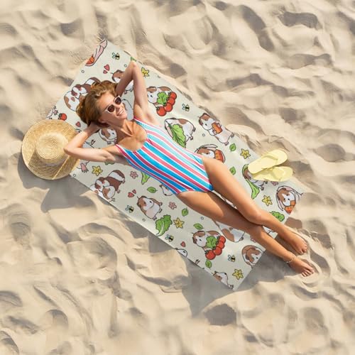 Cute Guinea Pig Beach Towel, Quick Dry Sand Free Absorbent Bath Towel for Guinea Pig Lover Gift, Microfiber Lightweight Towel Pool Travel Camping Gym Swim 30x60 Inch/ 77X153cm - color: Guinea Pig