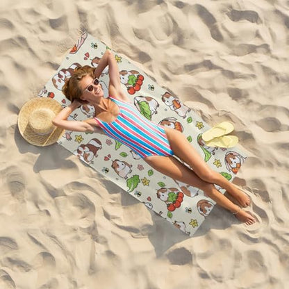 Cute Guinea Pig Beach Towel, Quick Dry Sand Free Absorbent Bath Towel for Guinea Pig Lover Gift, Microfiber Lightweight Towel Pool Travel Camping Gym Swim 30x60 Inch/ 77X153cm - color: Guinea Pig
