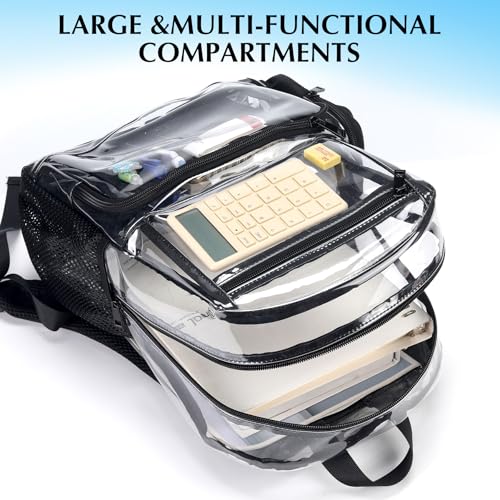 18Inches XLarge Clear Backpack - Transparent Bookbag for School Stadium TSA Approved Heavy Duty Big Clear School Backpack - size: X-Large