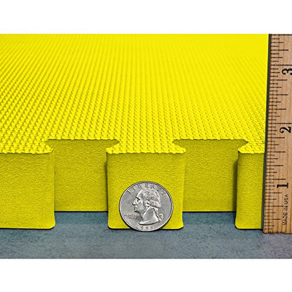 Meister X-Thick 1.5" Interlocking EVA Foam Mats - 2X Cushion for Wrestling, MMA Takedowns & Gymnastics - 2'x2' Tiles - color: Yellow, size: 36 Tiles (144 Sqft)