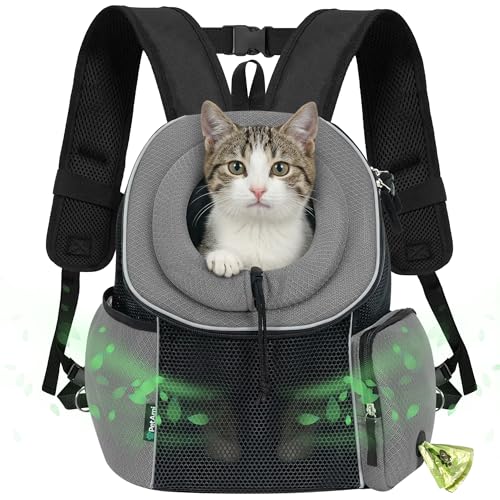 PetAmi Dog Carrier Backpack, Hands Free Front Pet Carrier for Small Cats Puppies, Adjustable Ventilated Reflective Pet Travel Bag for Hiking Camping Biking Walking, Up to 10 lbs, Gray - color: Gray, size: Medium (15.5x9x15.5)
