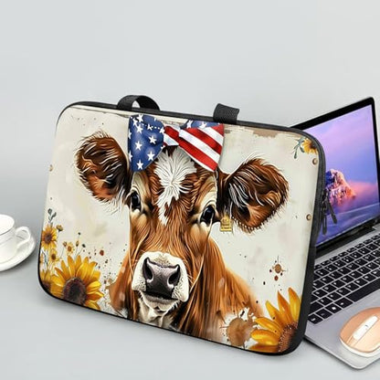 14 15 15.4 15.6 inch Laptop Handle Bag Computer Bag, Pouch Holder Notebook Sleeve Cover Soft Case Compatible for Dell,Lenovo,Toshiba HP, Asus Notebook-Cute Cow - color: Cute Cow