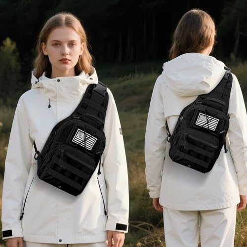 First Aid Sling Backpack - EMS Equipment Emergency Medical Supplies Tactical Range Shoulder Molle Bag - Heavy Duty Sports Outdoor Rescue Pack - Perfect for Camping Hiking Trekking-Black - color: Black