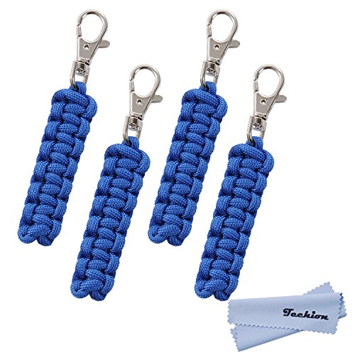 4 Pack Paracord Zipper Pulls for Backpacks, Tents, Trolley Cases, Traveling Cases, Jackets and Many Other Items that with Zippers - color: Blue