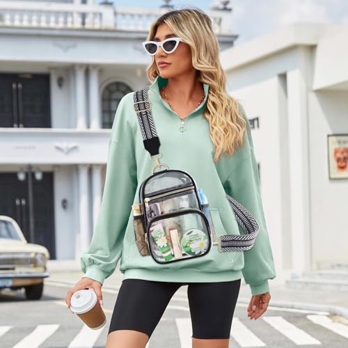 Clear Bag Stadium Approved Events Concerts Sports Outdoors Water Bottle Holder,Clear Purse for Women Men Handbags - color: 1# Black-c