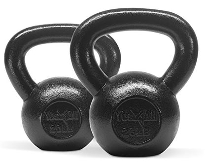 Yes4All Kettlebell Sets, 5 - 10 - 15 - 20 - 25 - 30 LB Cast Iron Strength Training Kettlebells, Wide Handles & Flat Bottom, Multi-Level from Beginners to Pros for Strength Training & Home Gym - color: C. 20 - 25 lbs