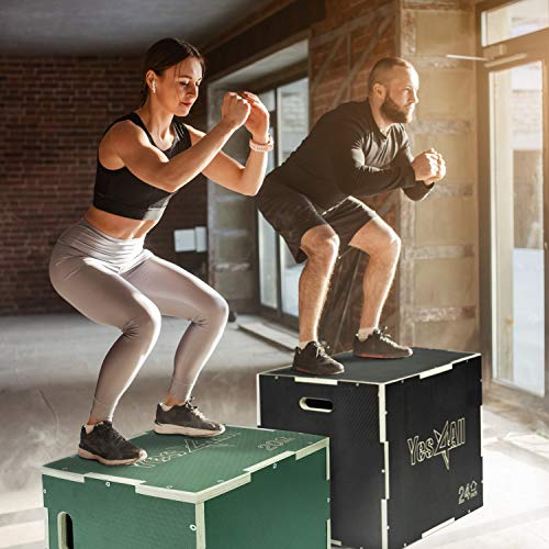 Yes4All 3 in 1 Non-Slip Wooden Plyo Box, Step Up Box for Workout, Plyometric Jump Box for Skipping, Jumping, Lunges, Squats, Dips - style: 30 x 24 x 20"