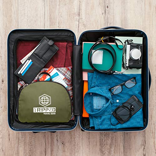 TRIPPED Travel Gear Traveling Backpack- Foldable collapsible lightweight backpack for travel (Green) 35 liters - color: Moss Green