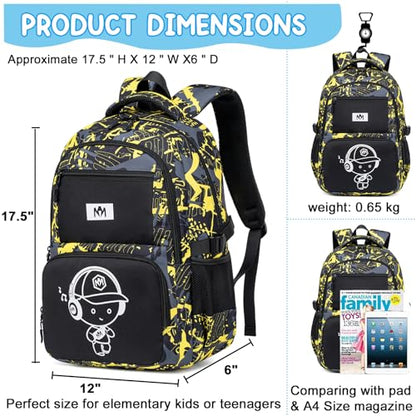 Bluboon Kids Backpack Boys Camo Bookbag Teens Elementary School Bag Daypack Travel Back Pack Middle school (Boy-Yellow camo) - color: Boy-yellow Camo