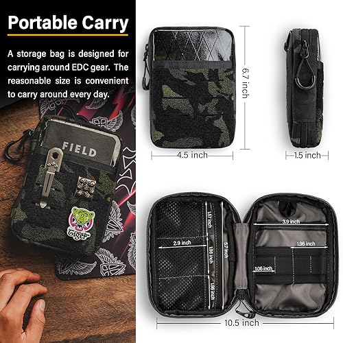 TACTICAL GEEK Block E3.0 EDC Compact Waist Pocket Pouch, Men EDC Pouch Organizer, Multi-Purpose Molle Tool Pouch, Utility Tool Organizer Bag for Daily Essentials Carry(Black Camo) - color: Black Camo