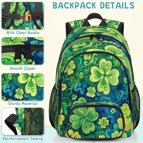 St Patricks Day Laptop Backpack for Women Men, 18.3 Inch Travel Work Backpacks, Lucky Clover Shamrock Waterproof Computer Casual Daypack Nurse Teacher Bags - color: Multicolor 17