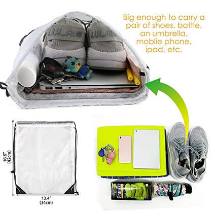 BeeGreen 20 Packs White Drawstring Backpack Bags Wholesale Bulk Cinch Bags Heavy Duty String Backpack Machine Washable Lightweight Sackpack Outdoor Sport Bags for Women Men - color: White