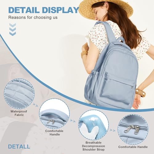 Lightweight Backpack for Women Men Laptop Travel Work Casual Daypack College Bags Cute Aesthetic Travel Backpack Casual Personal item Bag Blue - color: Blue