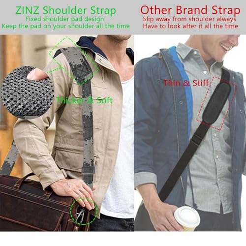 ZINZ 79 inch Shoulder Strap, Extra-thick Fixed Cushion Pad and Dual Clasps Universal Replacement Strap with Metal Swivel Hooks for Laptop Bags, Luggage Bags, Camera, Crossbody(Camouflage Gray) - color: Camouflage Gray