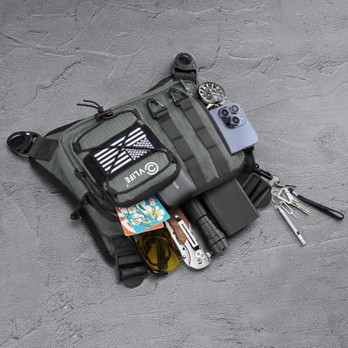 CVLIFE Outdoor Chest Bag for Men, Tactical Chest Pack, Adjustable Running Vest Bag, Lightweight Anti-theft EDC Rig for Hiking - color: Grey