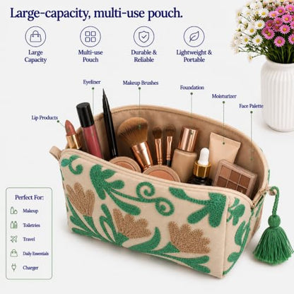 Huar Travel Makeup Bag- Large Capacity Cosmetic Bags for Women - color: Beige