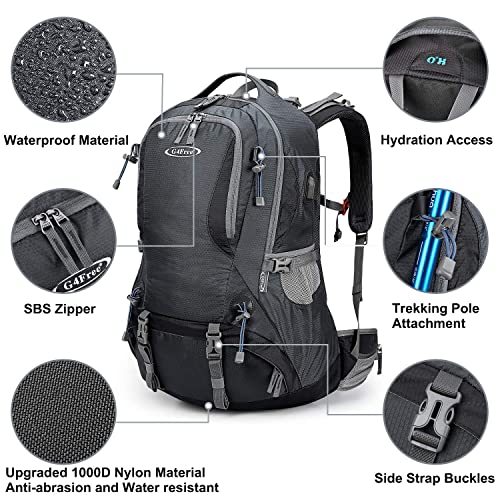 G4Free 50L Hiking Backpack Waterproof Daypack Outdoor Camping Climbing Backpack with Rain Cover for Men Women(Dark Grey) - color: Dark Grey