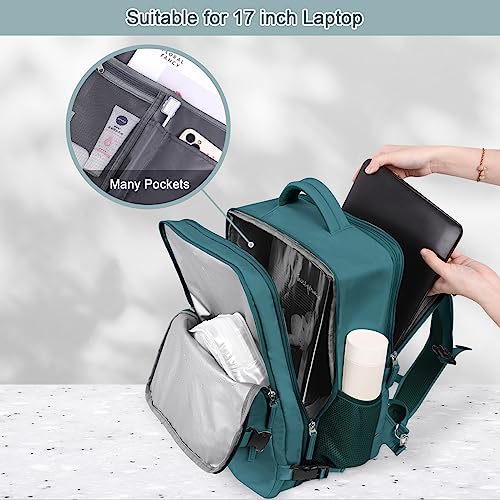 Sinaliy Travel Backpack for Men, 40L Carry On Backpack, 17 Inch Laptop Backpack, Waterproof Backpack, College Bookbag, Person Item Flight Approved Trave Bag for Women - color: Peacock Blue