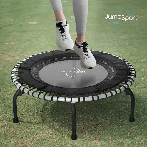 JumpSport 39" Essential Fitness Trampoline | Model 220, 230, 250 | Exercise Trampoline | 30 Low-Impact Bungees Rebounder for Adults - color: White