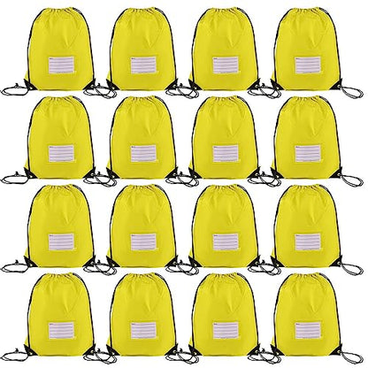 CODOBON 16 Pack Drawstring Bags,Bulk Draw String Backpack, DIY Gym Sports Cinch Bag Sackpack for Women Men, Yellow - color: Yellow