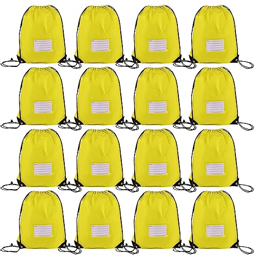 CODOBON 16 Pack Drawstring Bags,Bulk Draw String Backpack, DIY Gym Sports Cinch Bag Sackpack for Women Men, Yellow - color: Yellow